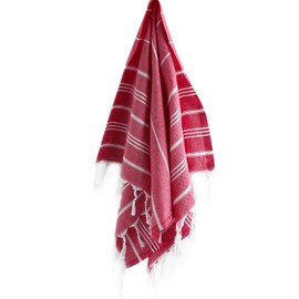 Toalla turca de mano o cara Cacala 58.42 cm x 91.44 cm (23 x 36") - Peshtemal Fouta - para cocina y cuidado de bebés, Rojo, 1