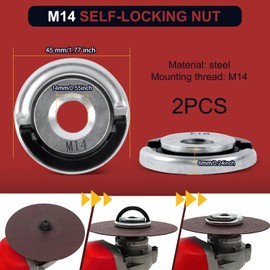 Quick Release Nut Rustproof Clamping Nut M14 Pack of 2 Quick Release Nut for Angle Grinder Corrosion Resistant Cutting Grinder Nut 14 mm for All Angle Grinders such as Circular Saw Blades Cup Discs