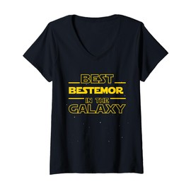 Womens Best Bestemor in The Galaxy | Grandma Norwegian Funny Gifts V-Neck T-Shirt