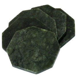 mookaitedecor Natural Green Jade Crystal Slice Octagon Shaped Green Crystal Decorative Crystal Stone Slab for Wedding Name Card Place Card Paperweight Crystal Plate