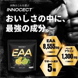 【レモンライム風味】EAA 600g EAA8,555mg配合 高配合 BCAA ベータアラニン1,300mg クレアチン HMB グルタミン アルギニン シトルリン 国内製造 INNOCECT イノセクト