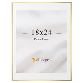 eletecpro 18x24 Picture Frame, Aluminum Metal Photo Frame Display Pictures 16x20 Photo with Mat or 18x24 without Mat, Wall Hanging Poster Frame, Gold