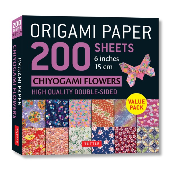 Origami Paper 200 sheets Chiyogami Flowers 6" (15 cm): Tuttle