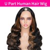 U Part Human Hair Wig Body Wave Highlight Wig #1b/30
