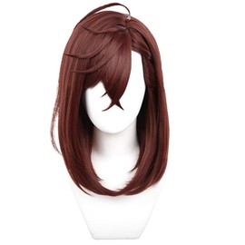 Brown Shoulder-Length Cosplay Wig Heat Resistan Synthetic Fiber Hairs for Uniex Adult Cos Halloween Christmas Anime Party Replacement Wigs