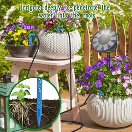 Solar Automatic Drip Irrigation System Kit, DIY Irrigation System for Garden Outdoor/Indoor Gardening System, Plant Watering System Drip Irrigation System, 9 Timing Modes with Anti-Siphon Set