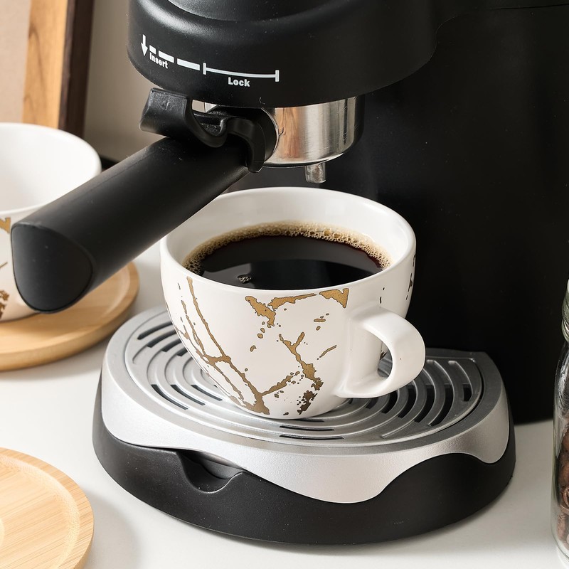 LUKA Ceramic Demitasse Espresso Cups Set with Saucers and Metal
