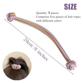 Ouliget Knotted Button Hair Tie Set,Knot Scrunchies Elastic Rubber Band Hair Ropes for Women,High Ponytail Tie Hair Rope Stretchy Thickened Durable for Thick and Long Hair,5Pieces