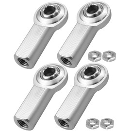4PCS RH 1/4 x 1/4-28 Heim Joint Rod End Kit with Jam Nuts, Right Hand 1/4"- 28 Thread x 1/4" Bore Female Rod End Bearing Fit for Hydraulic Cylinders Machinery and Automotive Applications