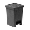 Addis 518144 Rattan Effect Square Bathroom Pedal Waste Trash Bin, 6 Litre, Charcoal Pedal Bin