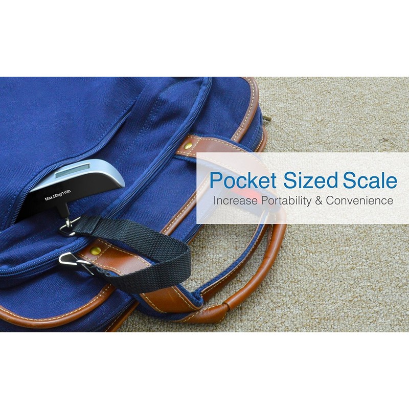 Digital Hanging Luggage Scale, Rubber Paint, Temperature Sensor, 110 Pounds,