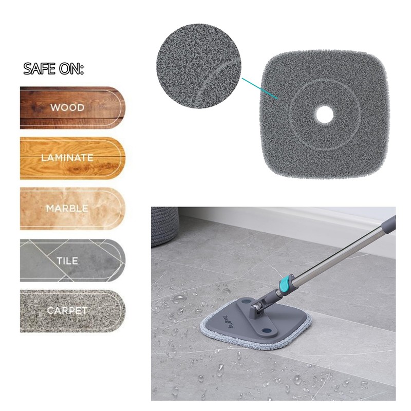 Square Spin Mop and Bucket Replacement Microfiber Mop Pads Refill