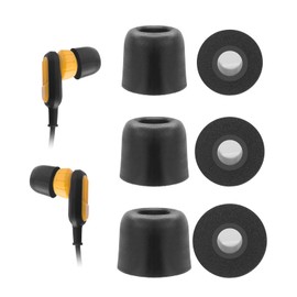 Klowcok Memory Foam Replacement Eartips for DEWALT Earbuds, Ear Tips Comfort fit Neckband Headphones. 3Pairs, Black (Assorted-S/M/L)
