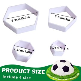 4 Stück Ausstechformen mit Fußball-Muster, sechseckig, Fußball-DIY-Fondant-Formen, Ausstechformen, Fußball-Weltmeisterschaft, Zucker-Bastelformen, Kuchen, Desserts, Dekorationswerkzeuge