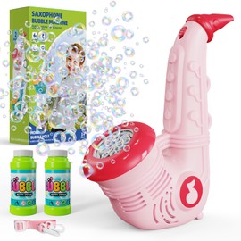 PANACARE Saxophone Bubble Machine for Children, Automatic Bubble Machine with Lanyard /10000+ Bubbles/Min with Solution for Wedding/Birthday/Party/Easter, Bubble Toy Gift for Boys and Girls