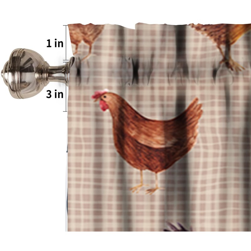 HZOHNAGO Chicken Window Valance Curtains Vintage Rooster and Hen Farm