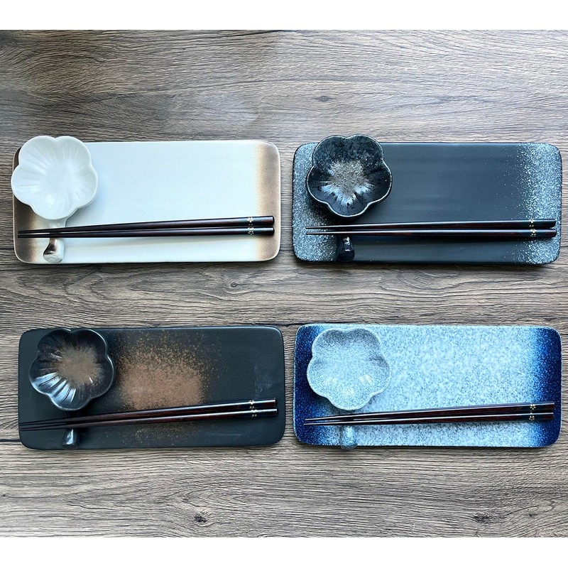 FYUEROPA 12 Pcs Sushi Plates with Sauce dish and Chopsticks,