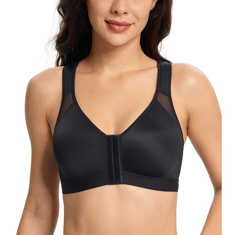 Lemorosy Front Closure Full Coverage Posture Bra Wireless Back Support