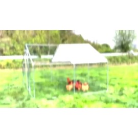 Ecolinear Large Chicken Coop Walk-In Hen House Metal Poultry Cage Outdoor Backyard w/Cover