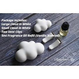 Brighter Sky Car Air Freshener with fragrance oil refil, French Vanilla Scented, Cloud Shaped Car Aromatherapy Diffuser, Air Conditioning Decoration, White, Gift for Her, Gift for Any Occasion