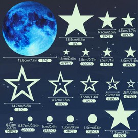 JUNEBRUSHS Glow in The Dark Stars Stickers, 999pcs Luminous Glowing Stars for Ceiling Stars and Moon Wall Decal Planets Space Wall Stickers for Bedroom Living Room Wall Stickers for Home Decor
