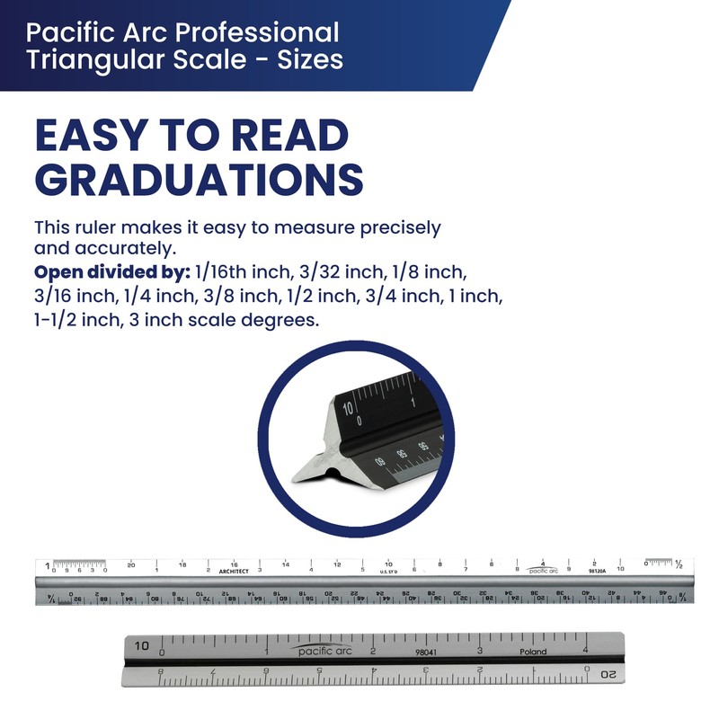 Pacific Arc - Professional Aluminum Triangular Scale - Architecture Scale