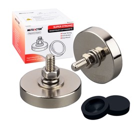 MUTUACTOR 2PCS Super Strong Neodymium Magnets,150lb Heavy Duty Round Magnets with Anti-Scratch Rubber Cover and 1/4''-20 Male Threaded Stud for Camera,Led Lighting,Tripod,Ball Head,Sensor