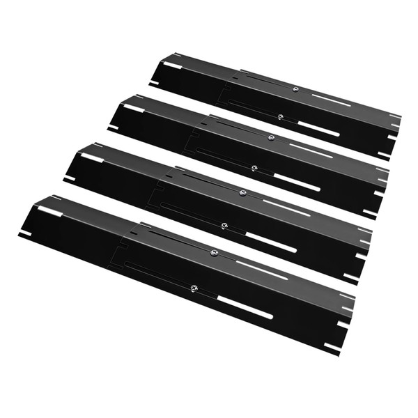 Unicook Universal Replacement Heavy Duty Adjustable Porcelain Steel Heat Plate Shield, Heat Tent, Flavorizer Bar, Burner Cover, Flame Tamer for Gas Grill, Extends from 11.75" up to 21" L, 4 Pack