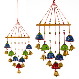 Colorful Bells Windchimes Jhoomar Hanging for Home Door Wall Temple Bedroom Decorative Accessories for Party Festival Decor Wedding Festivities & Gifting Size-21 inches