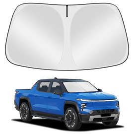 LungsiMotor Front Windshield Sun Shade Custom Fit for 2024-2025 Silverado EV, Block UV Rays Foldable Sunshade Sun Visor Accessories