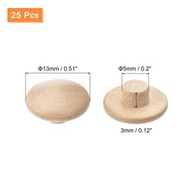 sourcing map Wood Plugs, 25Pcs 13 x 5 mm - Beech Wood Button Top Plugs, Screw Hole Covers, Decorative Wooden Cover for Stair Chair Craft Furniture Woodworking