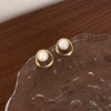 MOUP Simple Design Pearl Earrings, Popular for Allergy Metals, Silver