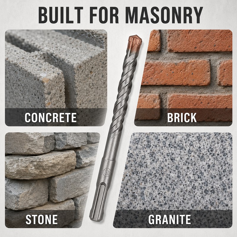 SDS Plus Masonry Drill Bit Set for Concrete, Brick &