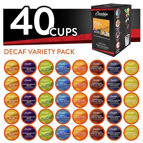 Brooklyn Beans Decaf Coffee for Keurig Coffee Pods Compatible with 2.0 K-Cup Brewers, 40 Count