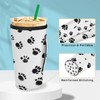 Reusable Iced Coffee Sleeve with Handle, Dog Footprints Coffee Cup