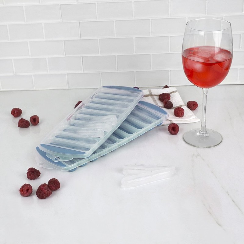 Home Basics Ultra-Slim Plastic Pop, (Pack of 2), Blue Ice