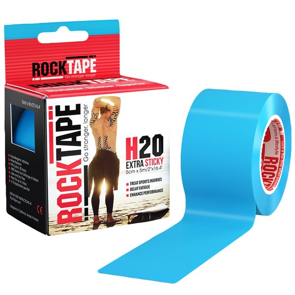 Rocktape Kinesiology Tape for Athletes, H2O Blue, 2" x 16.4'