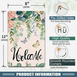 Letnspk Spring Summer Floral Garden Sign Hello Spring Decor Farmhouse Spring Decor Yard Sign for Spring Summer Flowers Metal Sign