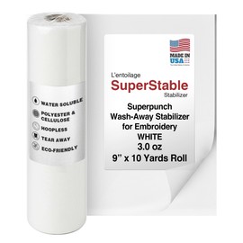 Superpunch Wash-Away Water Soluble Stabilizer for Embroidery - 9 inch x 10 Yard Roll, Fabric Stabilizer, Embroidery Backing & Cut Away Stabilizers - SuperStable Machine & Hand Sewing - Made in USA
