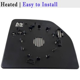 Driver Side Heated Upper Mirror Glass Compatible with 2015-2022 Ford F150 F250 F350 F450 F550 Super Duty Truck Left Side Towing Mirrors Glass FL3Z17K707T with Rear Holder