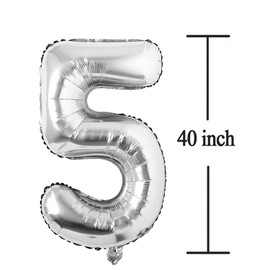 Silver 50 Number Balloons Big Giant Jumbo Large Number 50 Foil Mylar Balloons for Women Men 50th Birthday Party Supplies 50 Anniversary Events Decorations-40 inch