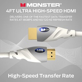 Monster - Cable HDMI 4k Ultra HD con Ethernet, resistente a la corrosión, contactos de oro rosa de 24 k y conexión V-Grip - Cable HDMI para PS3 y moni