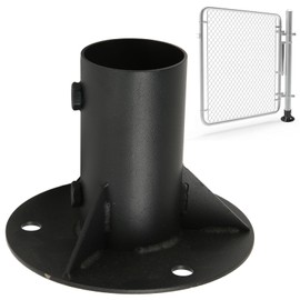 2 Inch Black Steel Round Base Flange for Fence, Lamp, Mailbox Posts, Heavy Duty, , Stable, Steel Material, 3 Expansion Bolts, 2 Side Set Screws, Easy Installation, (65mm)