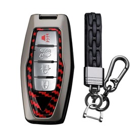 TECART New Key Shells Key Fob Cover Fit for Mitsubishi Outlander 2021 2022 2023 2024 2025 Zinc alloy Key Cover Accessories 3/4 Button Red