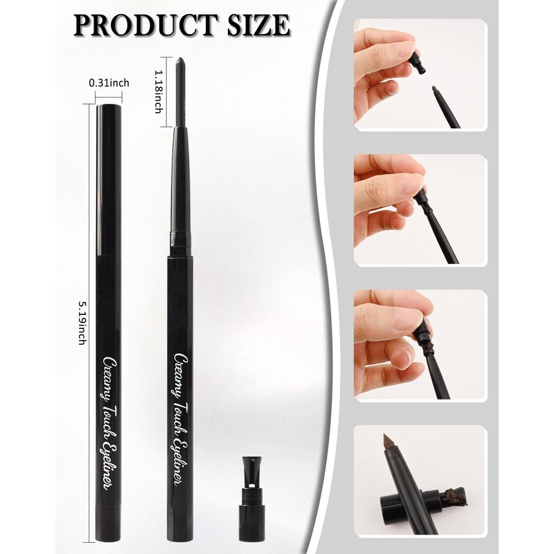 Brown Eye Liner Pencils for Older Women,Long Lasting Waterproof Smudge-Proof