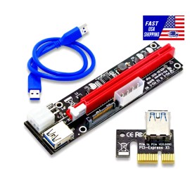 Unbranded PCI-E 1x to 16x Powered USB3.0 GPU Riser Extender Adapter Card Board Cable