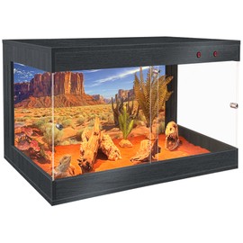 Royxen Bearded Dragon Tank 26 Gallons, Reptile Tank with Built-in Lamp Fixtures, Reptile Enclosure, Lizard Tank, 24" Length, Black