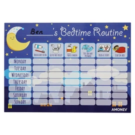 Amonev Bedtime Routine Chart Reward Chart for Sleep Training Twin Pack chart for Boys Girls toddlers and young children with 225 stars stickers included