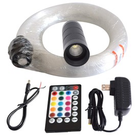 LED Fiber Optic Star Ceiling Light Kit for Car or Room 6W RGBW with Music Mode Remote Controller 300 Strands 0.75mm/0.03in 2m/6.5ft Starlight Headliner Kits