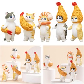 AAGWW Gachapon Toys Anime Figure Cat Toy Set Model Decoration Party Items Cute Decoration (Product Contents: Cat COS Tempura 5-Piece Set)